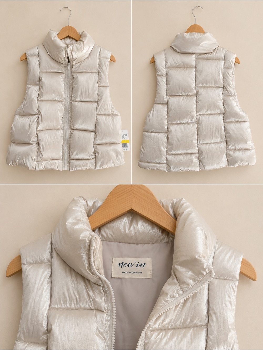 Dry Goods Shimmery Cream Puffer Vest - New In